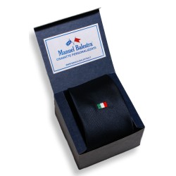 Cravatta in misto seta con bandiera Italiana ricamata