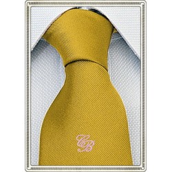 Cravatta Seta giallo oro personalizzata con iniziali ricamate