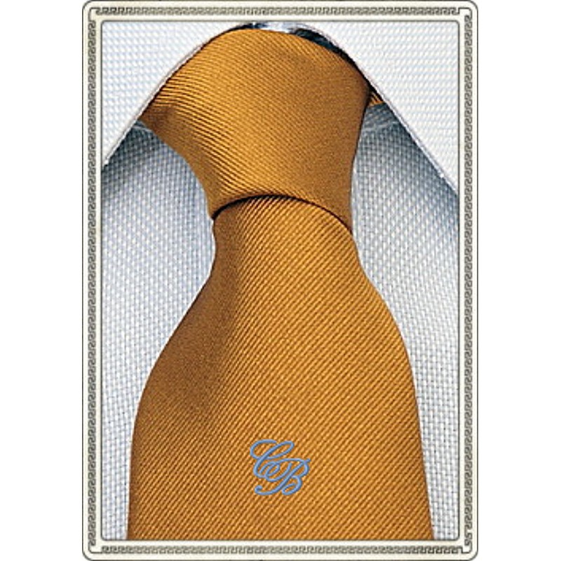 Cravatta Seta giallo senape personalizzata con iniziali ricamate