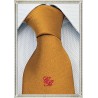 Cravatta con iniziali ricamate in seta giallo senape