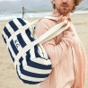 Borsa a righe in cotone canvas con nome o iniziali