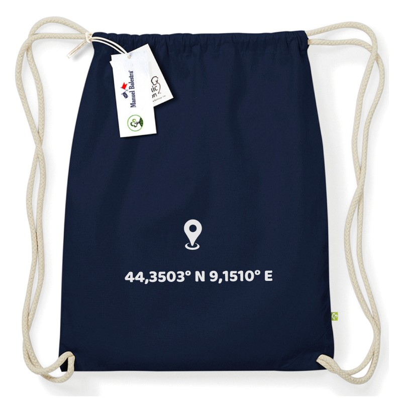 Sacca zaino coordinate del luogo del cuore personalizzate