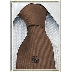 Cravatta in seta marrone personalizzata con monogramma nero