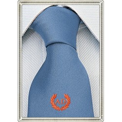 Cravatta Azzurra con stemma alloro e iniziali personalizzate