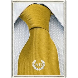 Cravatta Giallo Oro con stemma alloro e iniziali personalizzate