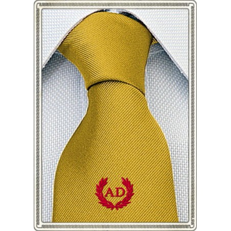 Cravatta Giallo Oro con stemma alloro e iniziali personalizzate
