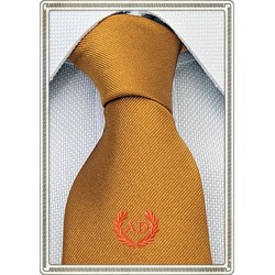 Cravatta Giallo Senape con stemma alloro e iniziali personalizzate