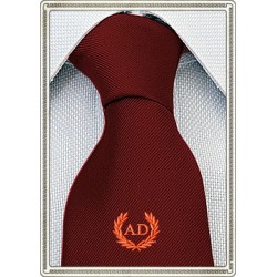 Cravatta Bordeaux con stemma alloro e iniziali personalizzate