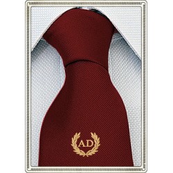 Cravatta in seta colore bordeaux personalizzata con stemma alloro con iniziali