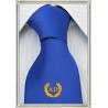 Cravatta con stemma alloro e iniziali personalizzate pura seta colore blu royal