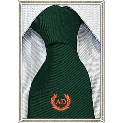 Cravatta verde inglese con alloro personalizzato con iniziali