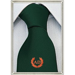 Cravatta Verdone con stemma alloro e iniziali personalizzate