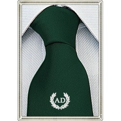 Cravatta Seta Verde Inglese con stemma alloro e iniziali personalizzate