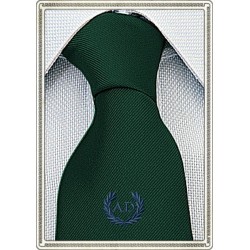 Cravatta verde inglese con alloro personalizzato con iniziali