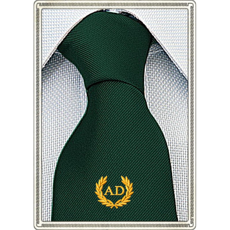 Cravatta verde inglese con alloro personalizzato con iniziali Cravatta verde inglese con alloro personalizzato con iniziali