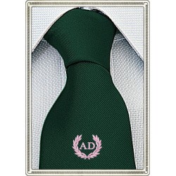 Cravatta verde inglese con alloro personalizzato con iniziali