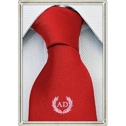 Cravatta rossa con stemma alloro e iniziali personalizzate