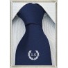 Cravatta blu in seta con stemma alloro e iniziali