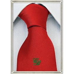 Cravatta in seta colore rosso personalizzata con monogramma verde