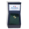 Cravatta in misto seta blu royal con iniziali ricamate