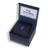 Cravatta in misto seta blu royal con iniziali ricamate