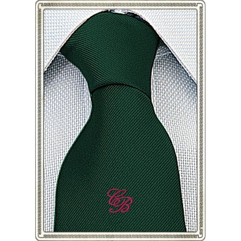 Cravatta con iniziali ricamate in seta verde inglese