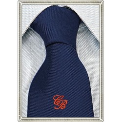 Cravatta Microfibra blu personalizzata con iniziali ricamate