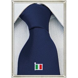 Cravatta blu con bandiera Italiana ricamata