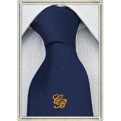 Cravatta Seta blu personalizzata con iniziali ricamate