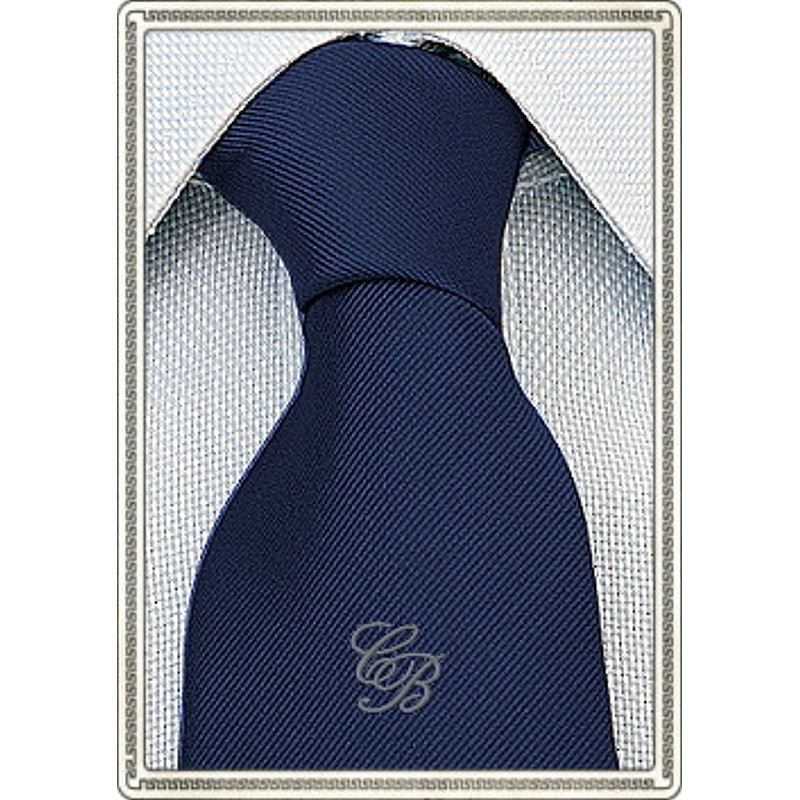 Cravatta in seta colore blu personalizzata con iniziali ricamate Cravatta in seta colore blu personalizzata con iniziali ricamate