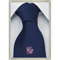 Cravatta blu personalizzata con iniziali ricamate
