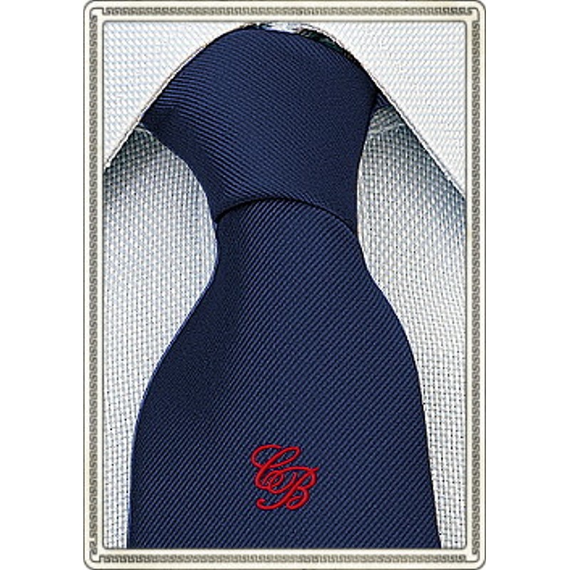 Cravatta in seta colore blu personalizzata con iniziali ricamate Cravatta in seta colore blu personalizzata con iniziali ricamate